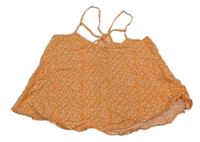 Oranžová květovaný halenkový top 