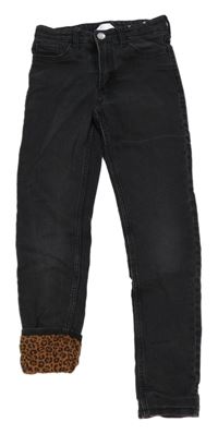 Tmavošedé podšité teplákové skinny fit rifle H&M
