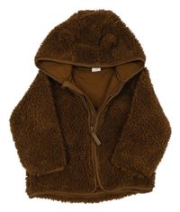 Čokoládová chlupatá propínací mikina s kapucí H&M
