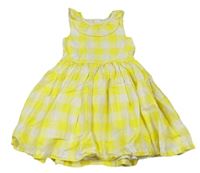 Žluto-bílé kostkované plátěné šaty volánkem zn. M&S