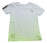 Bílo-neonově zelené tričko s ovladačem a sluchátky a pruhem zn. Next