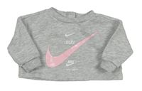 Šedá melírovaná oversize mikina s logy Nike