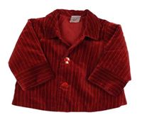 Červený pruhovaný sametový zateplený kabátek PETIT BATEAU