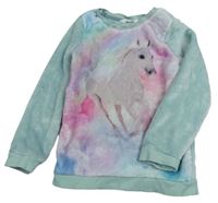 Barevno-mentolová plyšová mikina s jednorožcem H&M