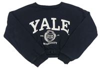 Tmavomodrá crop mikina s logem YALE