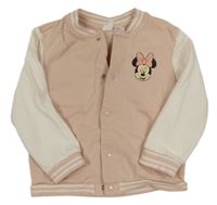 Pudrovo-smetanová baseballová mikina s Minnie a pruhy H&M