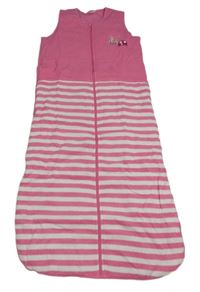 Růžovo-bílý pruhovaný froté zateplený spací pytel s beruškou impidimpi