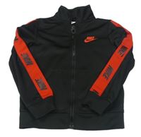 Černá propínací propínací sportovní mikina s logy a červeným pruhem Nike