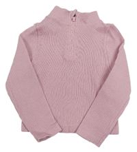 Světlerůžové žebrované mikinotriko s rolákem PRIMARK