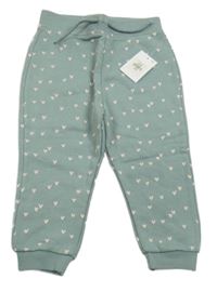 Nové - olivovošedé tepláky se srdíčky PRIMARK