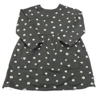 Tmavošedé teplákové šaty s květy Nutmeg