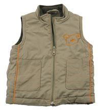 Hnědokhaki šusťáková zateplená vesta s koalou