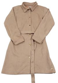 Starorůžový košilový kabát s páskem No Way Monday