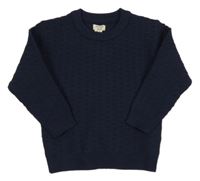 Tmavomodrý žebrovaný vzorovaný svetr RIVER ISLAND