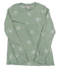 Olivové melírované pyžamové triko se sluníčky H&M