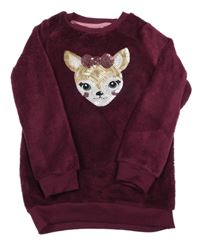 Tmavovínová plyšová mikin se zvířátkem z flitrů Kiki&Koko