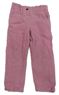 Růžové manšestrové podšité kalhoty POCOPIANO