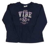 Tmavomodrá tunika s nápisy a číslem a jednorožcem YOUNG IDOLS