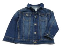 Tmavomodrá tepláková riflová bunda s límečkem OKaïdi