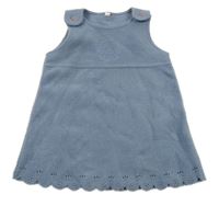 Modrošedé fleecové šaty s výšivkou 