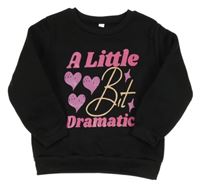 Černá teplá mikina se srdíčky a nápisy