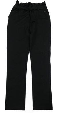 Černé paper bag chino kalhoty se zavazováním RETOUR