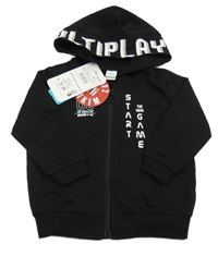 Nové - černá propínací mikina s nápisy a číslem a kapucí LC WaIKIKI