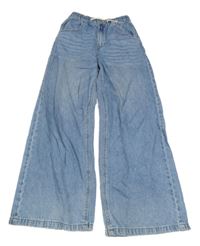 Modré šisované wide leg rifle ZARA