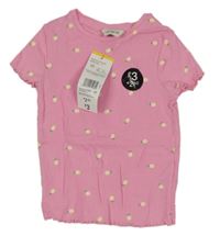 Nové - růžové žebrované tričko s citrony F&F