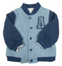 Modro-tmavomodrá baseballová zateplená mikina s písmenkem Nutmeg