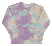 Fialovo-mátovo-pudrová batikovaná mikina 