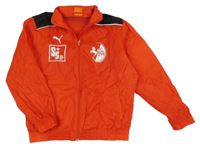 Červeno-černá šusťáková sportovní bunda se znakem PUMA