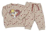 2set - Béžovo-rezavá srdíčkovaná mikina + tepláky s Lolou 