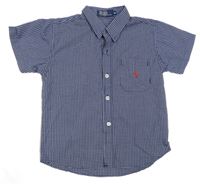Tmavomodrá kostičkovaná košile s výšivkou - Ralph Lauren