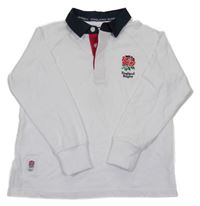 Bílo-tmavomodrá mikina s růží a límečkem England Rugby