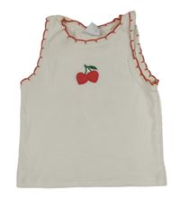 Bílo-červený žebrovaný crop top s třešničkami ZARA