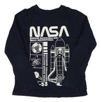 Tmavomodré triko s raketou a nápisem - NASA H&M