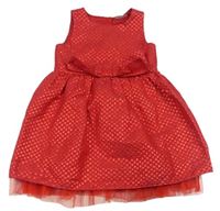 Červené puntíkované slavnostní šaty s mašlí Miniclub