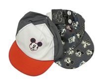 2x Šedo-bílá kšiltovka s Mickey mousem Primark