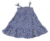 Modro-bílé pruhované plátěné šaty s třešněmi Primark
