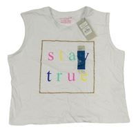 Bílý crop top s nápisem Primark