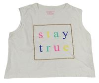 Bílý crop top s nápisem Primark