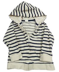 Světlebéžovo-tmavomodrá pruhovaná propínací mikina s kapucí H&M