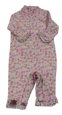 Bílo-růžovo-žlutý květovaný UV overal Mothercare