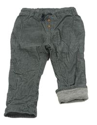 Tmavošedé manšestrové podšité kalhoty H&M