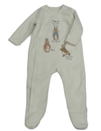 Smetanový žebrovaný fleecový overal s králíky - Peter Rabbit Nutmeg