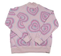 Růžová mikina se srdíčky a stojáčkem H&M