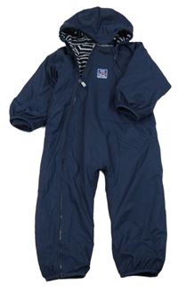 Tmavomodrá šusťáková zateplená kombinéza s kapucí Jojo Maman Bébé