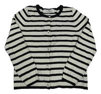 Světlešedo-černý pruhovaný propínací lehký svetr H&M