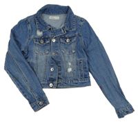 Modrá riflová crop bunda s prošoupáním Denim365